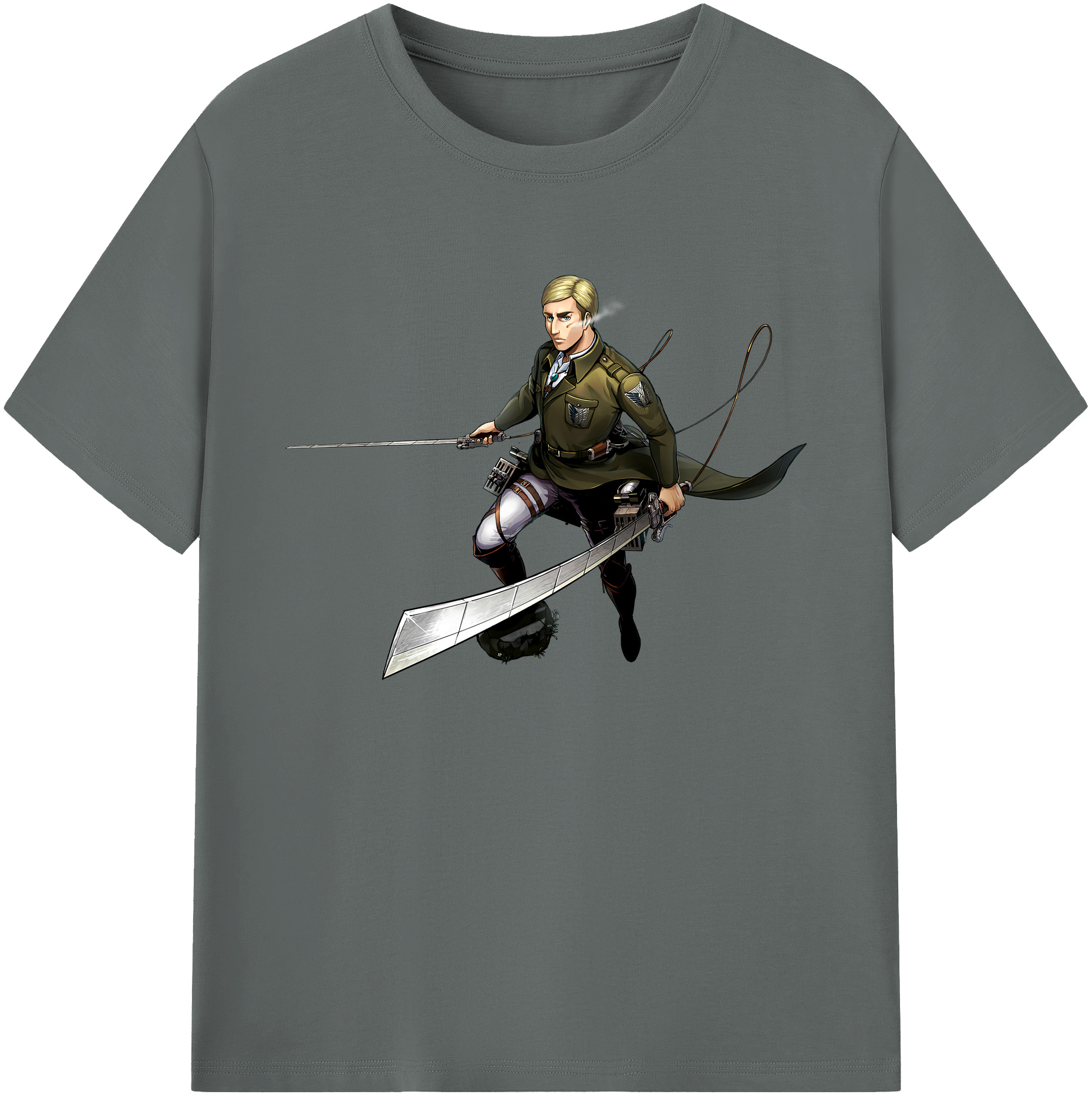 （画像用） 進撃の巨人 エルヴィン・スミス Attack on Titan Erwin Smith 綿100％ メンズ半袖Tシャツ｜肌触りやわらか＆通気性